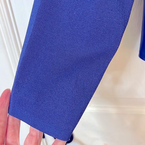 💙Peter Nygard Sz Large Royal Blue leather studded and ruffle front zip swacket. - Picture 4 of 11